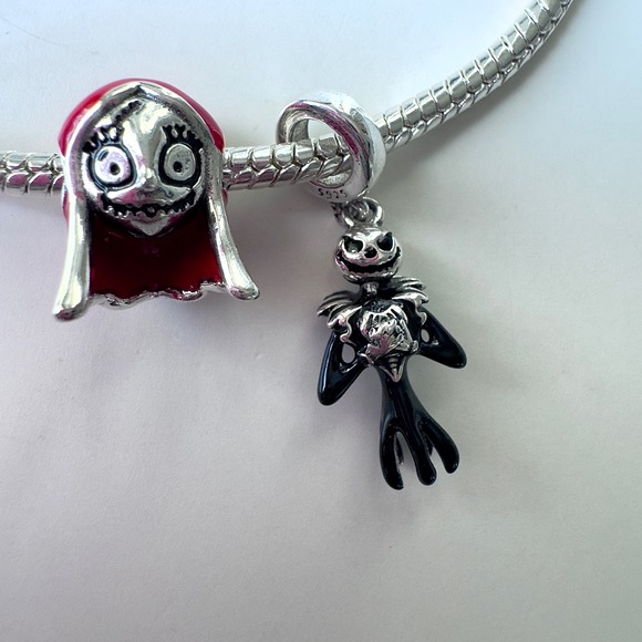Nightmare Before Christmas Sally Jack Skellington Charm Bracelet Pandora Style - Picture 7 of 9